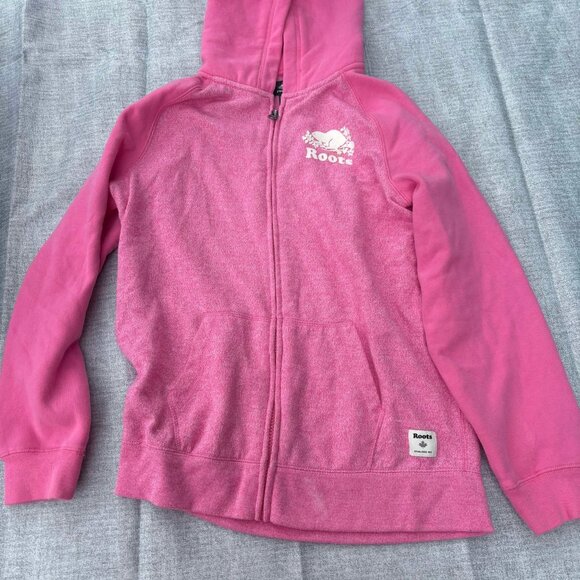 Size 14 Roots ( Youth) Zip Pink Sweater - Picture 1 of 5